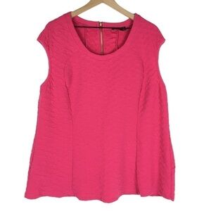LAVANYA Tank Top Sleeveless Blouse Textured Shell Stretchy Hot Pink Plus Size 3X